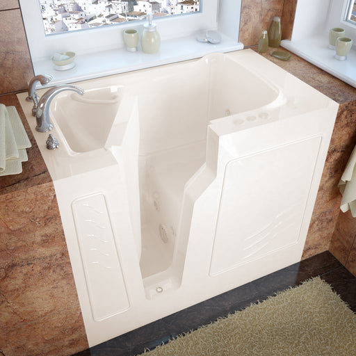 Meditub A2646LBH Walk-In 26 x 46 Left Drain Biscuit Whirlpool Jetted Walk-In Bathtub