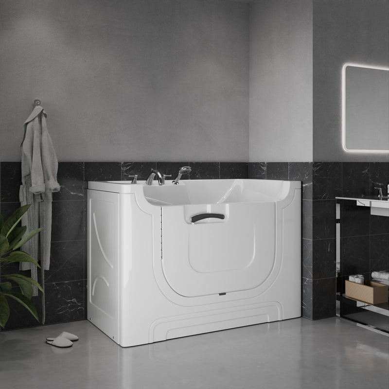 Meditub 3060WCALWS Collection 30 x 60 Left Side Drain Soaker Jetted Bathtub in White with Fast Filling Faucet Set lifestyle
