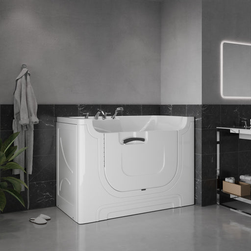 Meditub A3060WCALWS Collection 30 x 60 Left Side Drain Soaker Jetted Bathtub in White with Fast Filling Faucet Set lifestyle