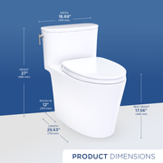 TOTO MS686124CEFG#01 Aurora One-Piece Elongated 1.28 GPF WASHLET+ and Auto Flush Ready Universal Height Toilet with CEFIONTECT and SS124 SoftClose Seat, Cotton White - view 4