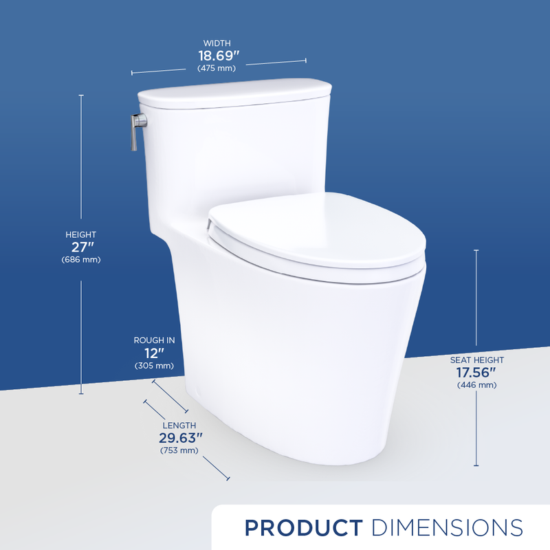 TOTO MS686124CEFG#01 Aurora One-Piece Elongated 1.28 GPF WASHLET+ and Auto Flush Ready Universal Height Toilet with CEFIONTECT and SS124 SoftClose Seat, Cotton White - view 4
