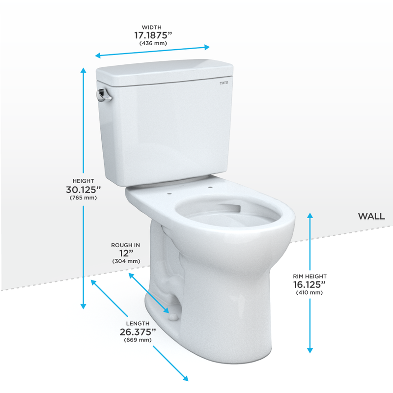 TOTO CST775CSFG#01 Drake Two-Piece Round 1.6 GPF Universal Height TORNADO FLUSH Toilet with CEFIONTECT, Cotton White - view 2