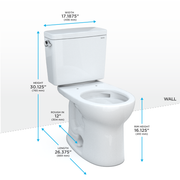 TOTO CST775CEFG#01 Drake Two-Piece Round 1.28 GPF Universal Height TORNADO FLUSH Toilet with CEFIONTECT, Cotton White - view 2