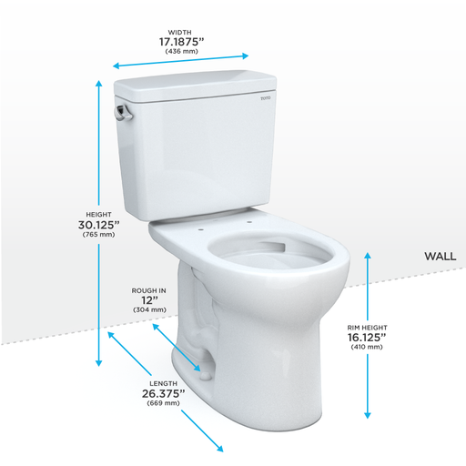 TOTO CST775CSFG#01 Drake Two-Piece Round 1.6 GPF Universal Height TORNADO FLUSH Toilet with CEFIONTECT, Cotton White - view 2