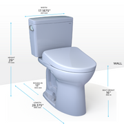TOTO MW7764726CEG#01 Drake WASHLET+ Two-Piece Elongated 1.28 GPF TORNADO FLUSH Toilet with S7 Contemporary Bidet Seat, Cotton White - view 2