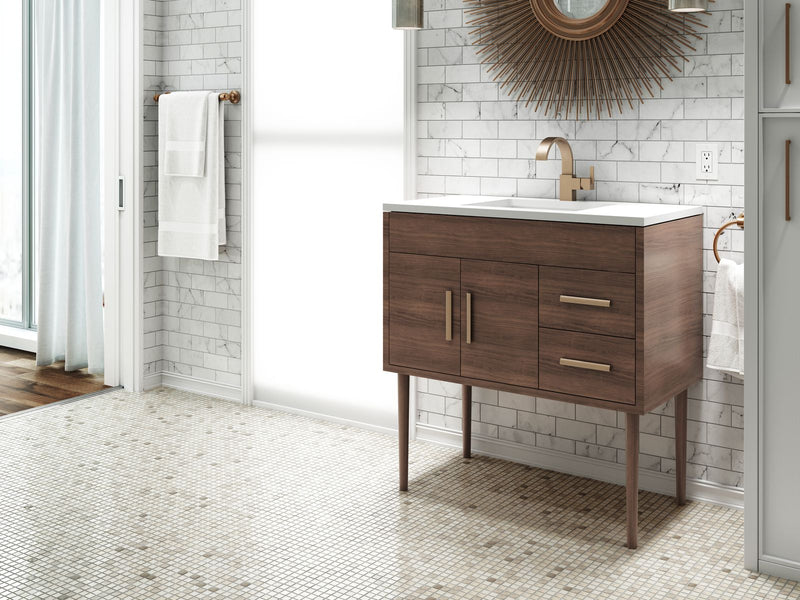 Cutler MID-CNT-36 Garland 36" Single Sink Free Standing Quartz Top Bathroom Vanity