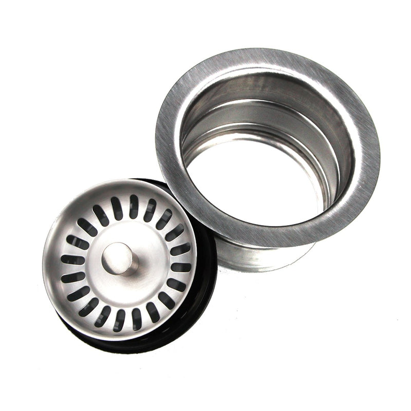 Nantucket Sinks 3.5 Inch Extended Flange Disposal Kitchen Drain in Brushed Stainless 3.5EDF-BRS