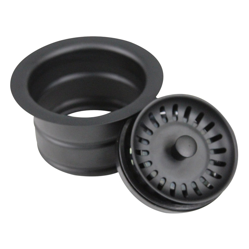 Nantucket Sinks 3.5 Inch Extended Flange Disposal Kitchen Drain in Matte Black 3.5EDF-MBL