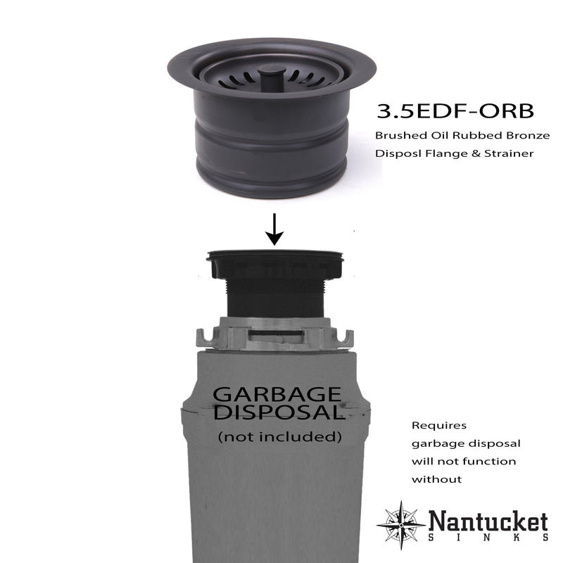 Nantucket Sinks 3.5 Inch Extended Flange Disposal Kitchen Drain Brushed Oil Rubbed Bronze 3.5EDF-ORB - view 4