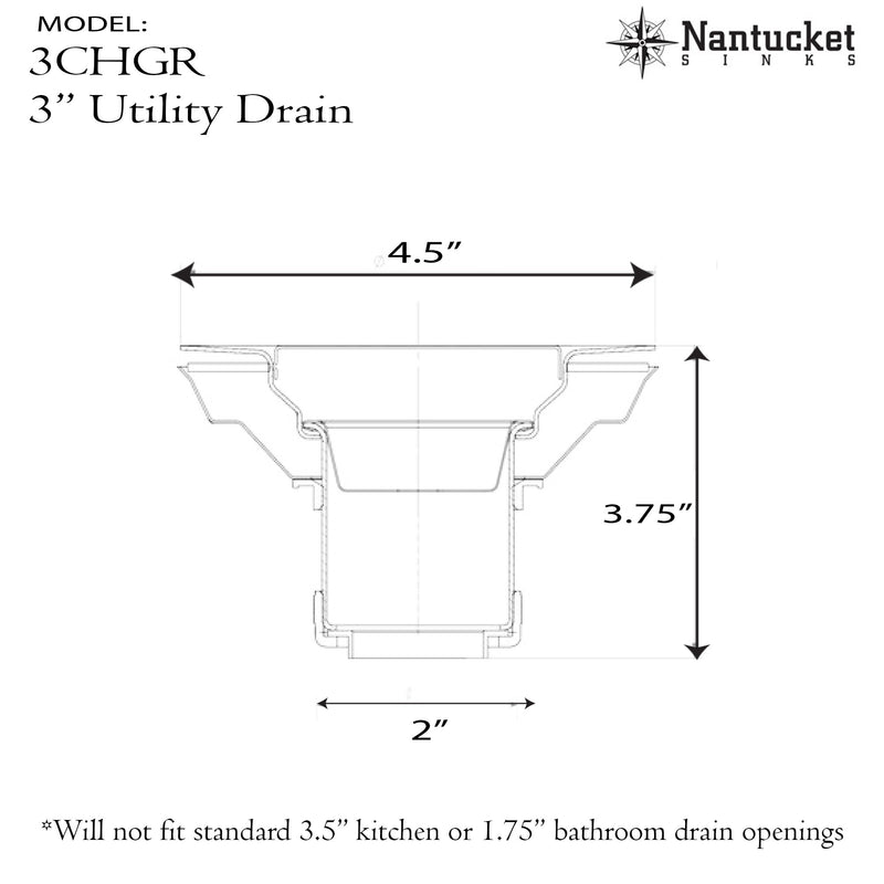 Nantucket Sinks 3 inch Utility Sink Grid Drain 3CHGR - view 6