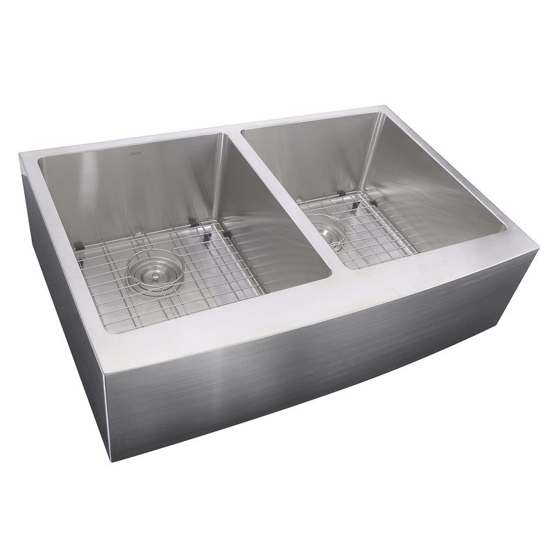 Nantucket Sinks 33 Inch Double Bowl Farmhouse Apron Front Stainless Steel Kitchen Sink APRON332210-DBL-SR - view 2