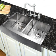 Nantucket Sinks 33 Inch Double Bowl Farmhouse Apron Front Stainless Steel Kitchen Sink APRON332210-DBL-SR - view 6