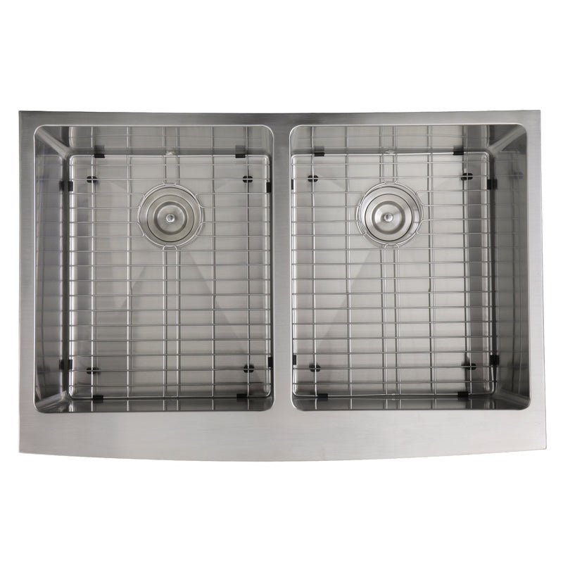 Nantucket Sinks 33 Inch Double Bowl Farmhouse Apron Front Stainless Steel Kitchen Sink APRON332210-DBL-SR
