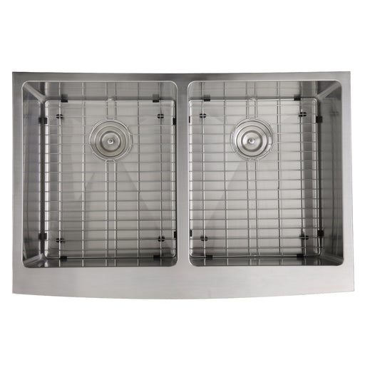 Nantucket Sinks 33 Inch Double Bowl Farmhouse Apron Front Stainless Steel Kitchen Sink APRON332210-DBL-SR