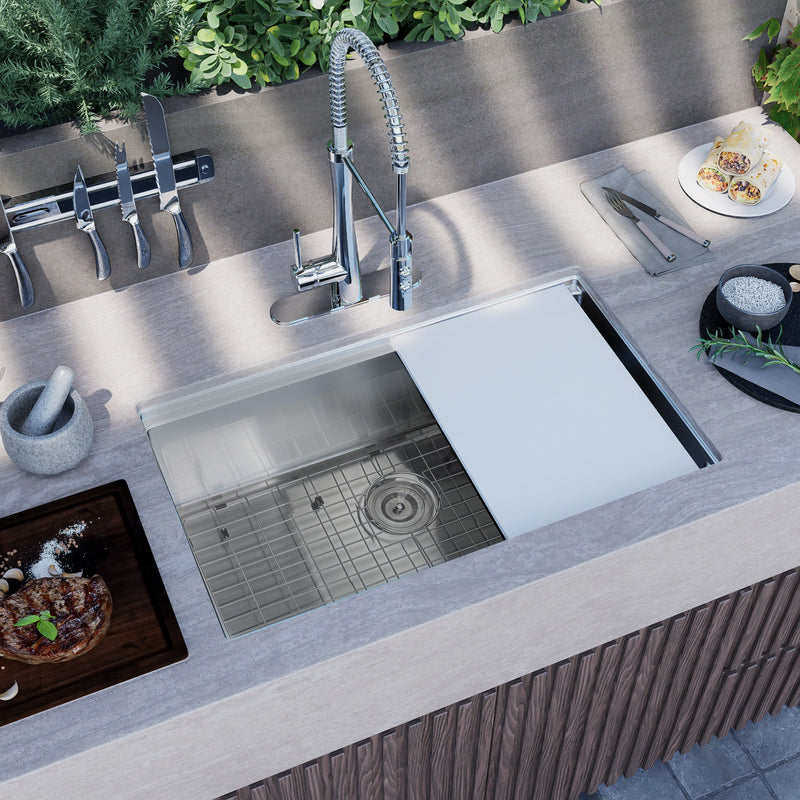 Nantucket Sinks AW-PS-3219-16 All Weather Prep Station Small Radius Undermount Stainless Sink with Accessories - view 8