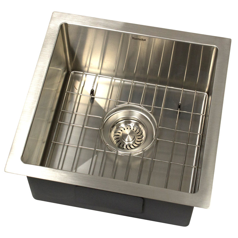 Nantucket Sinks AW1515-16 - 15 Inch All Weather Collection Square Undermount Small Radius Stainless Steel Bar/Prep Sink - view 2
