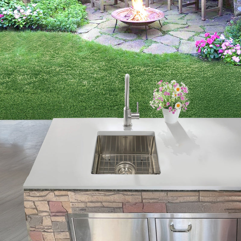 Nantucket Sinks AW1515-16 - 15 Inch All Weather Collection Square Undermount Small Radius Stainless Steel Bar/Prep Sink - view 6