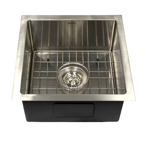 Nantucket Sinks AW1515-16 - 15 Inch All Weather Collection Square Undermount Small Radius Stainless Steel Bar/Prep Sink