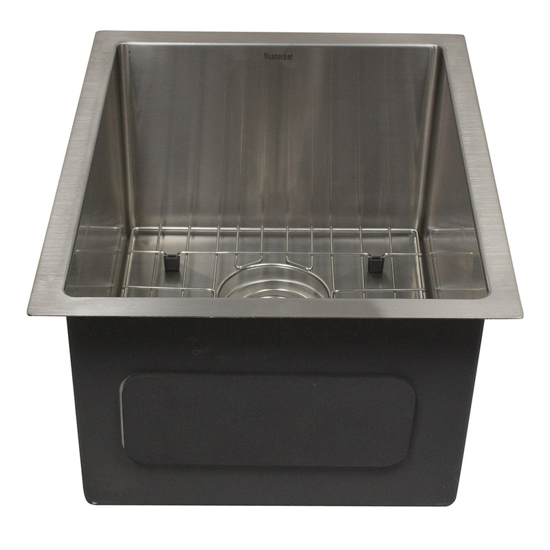 Nantucket Sinks AW1518-16 - 15 Inch All Weather Rectangle Undermount Small Radius Stainless Steel Bar/Prep Sink - view 3