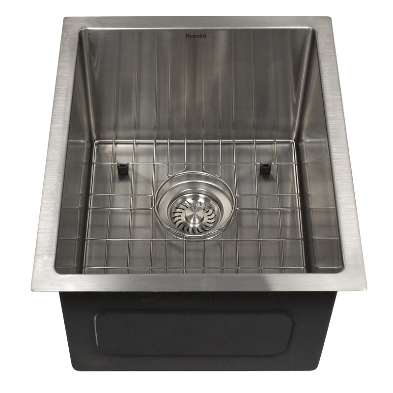 Nantucket Sinks AW1518-16 - 15 Inch All Weather Rectangle Undermount Small Radius Stainless Steel Bar/Prep Sink - view 4