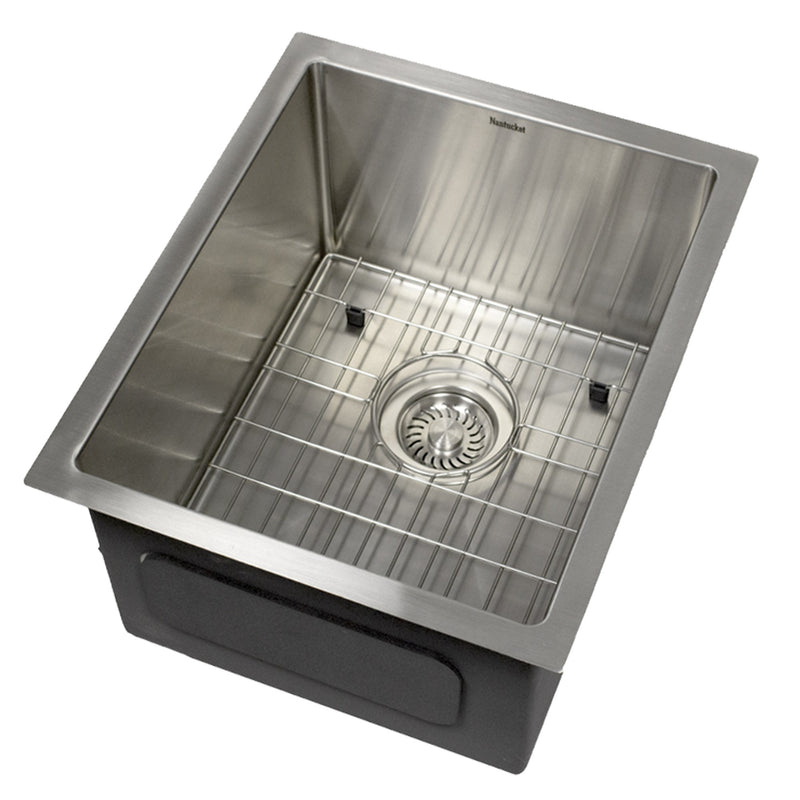 Nantucket Sinks AW1518-16 - 15 Inch All Weather Rectangle Undermount Small Radius Stainless Steel Bar/Prep Sink