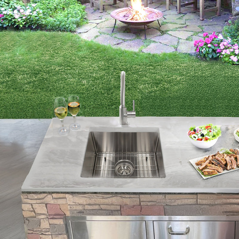 Nantucket Sinks AW1919-16 All Weather Prep-Station Single Bowl Undermount Stainless Steel Entertainment Sink - view 6