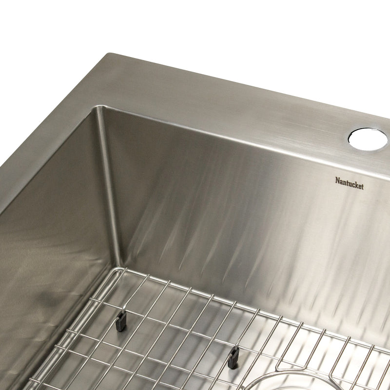 Nantucket Sinks AW2522-16 All Weather Small Radius Top mount Single Hole Stainless Kitchen Sink - view 4