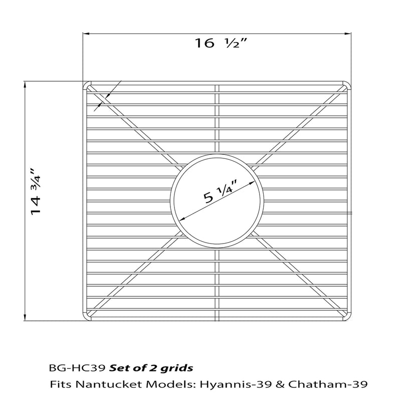 Nantucket Sinks Stainless Steel Bottom Grids Set BG-HC39 - view 2