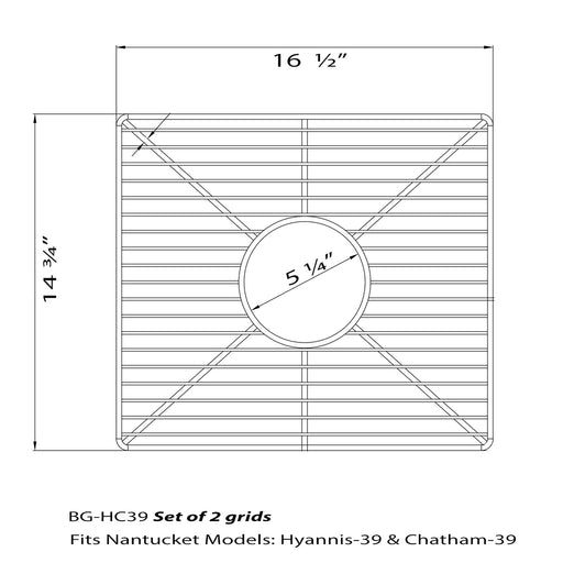 Nantucket Sinks Stainless Steel Bottom Grids Set BG-HC39 - view 2
