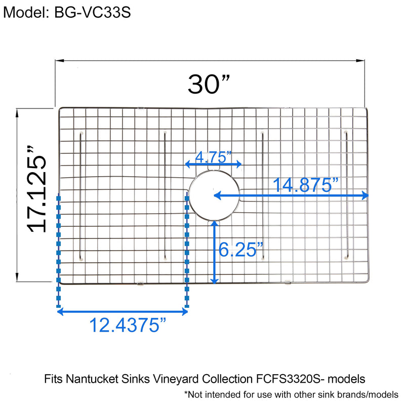 Nantucket Sinks Stainless Steel Bottom Grid BG-VC33S - view 3