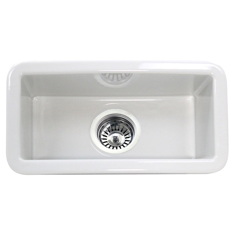 Nantucket Sinks Cape189 Single Bowl Dualmount Fireclay Bar-Prep Sink White - view 2