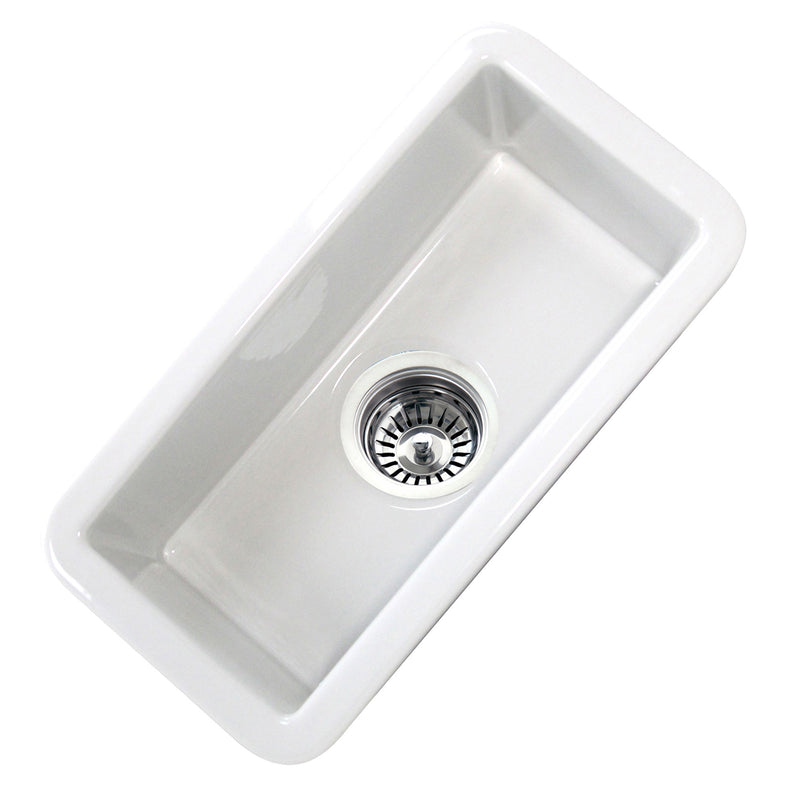 Nantucket Sinks Cape189 Single Bowl Dualmount Fireclay Bar-Prep Sink White - view 3