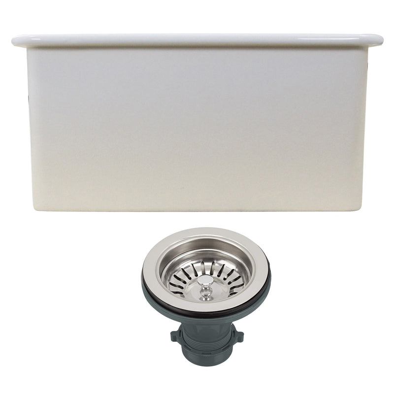 Nantucket Sinks Cape189 Single Bowl Dualmount Fireclay Bar-Prep Sink White - view 5