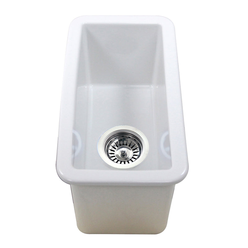 Nantucket Sinks Cape189 Single Bowl Dualmount Fireclay Bar-Prep Sink White