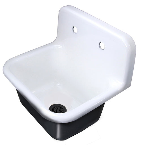 Nantucket Sinks Cast Iron Finished Bottom Wallmount Utility Sink Set with Matte Black Drain CI-2218-FBMBLSET - view 2