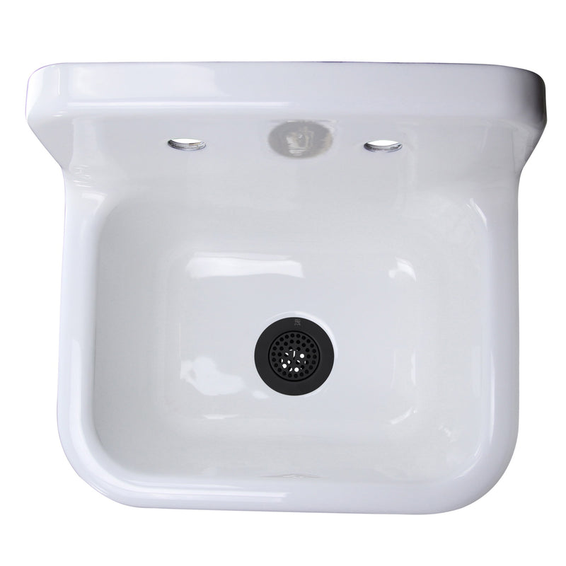 Nantucket Sinks Cast Iron Finished Bottom Wallmount Utility Sink Set with Matte Black Drain CI-2218-FBMBLSET - view 3