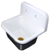 Nantucket Sinks Cast Iron Finished Bottom Wallmount Utility Sink Set with Satin Brass Drain CI-2218-FBSBSET - view 2