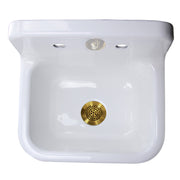 Nantucket Sinks Cast Iron Finished Bottom Wallmount Utility Sink Set with Satin Brass Drain CI-2218-FBSBSET - view 3