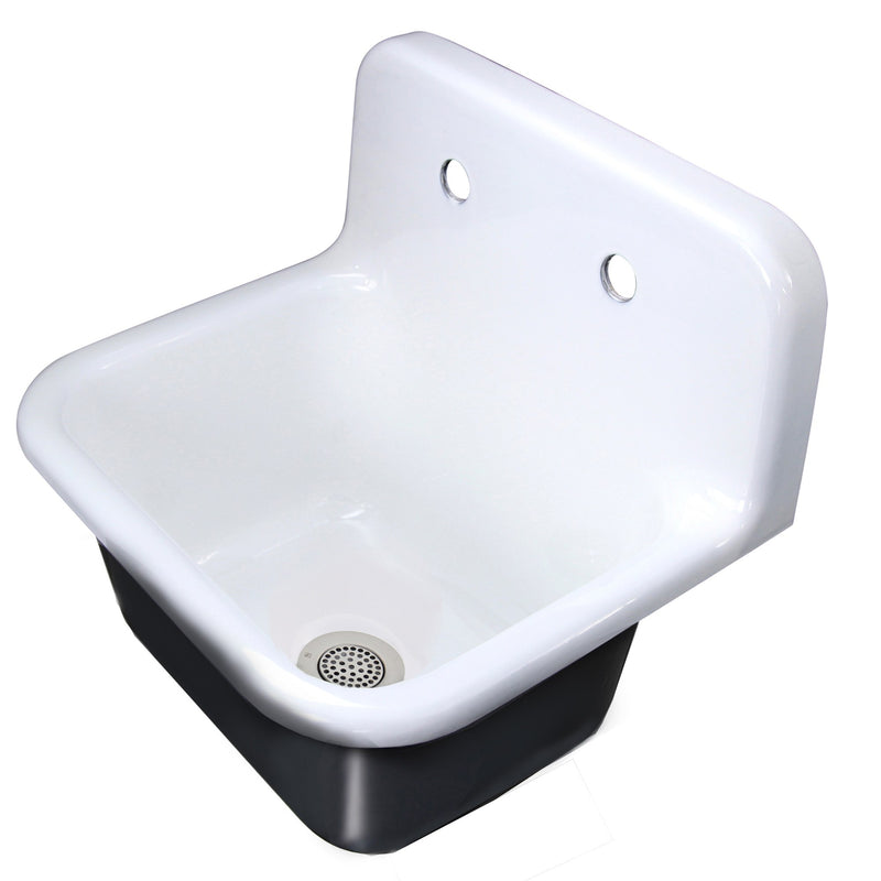 Nantucket Sinks 22-inch Cast Iron Wallmount Sink Set with Finished Exterior and Grid Drain CI-2218-FBSET - view 2
