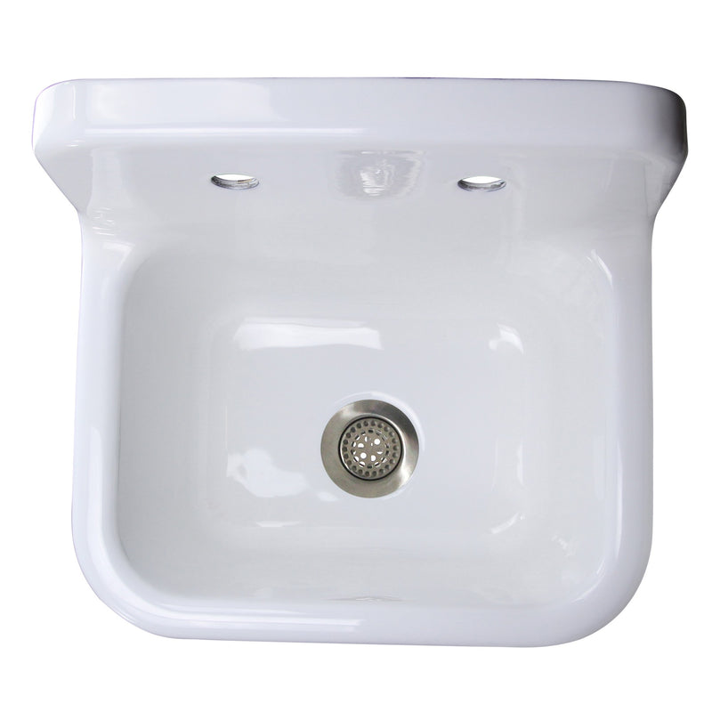 Nantucket Sinks 22-inch Cast Iron Wallmount Sink Set with Finished Exterior and Grid Drain CI-2218-FBSET - view 3