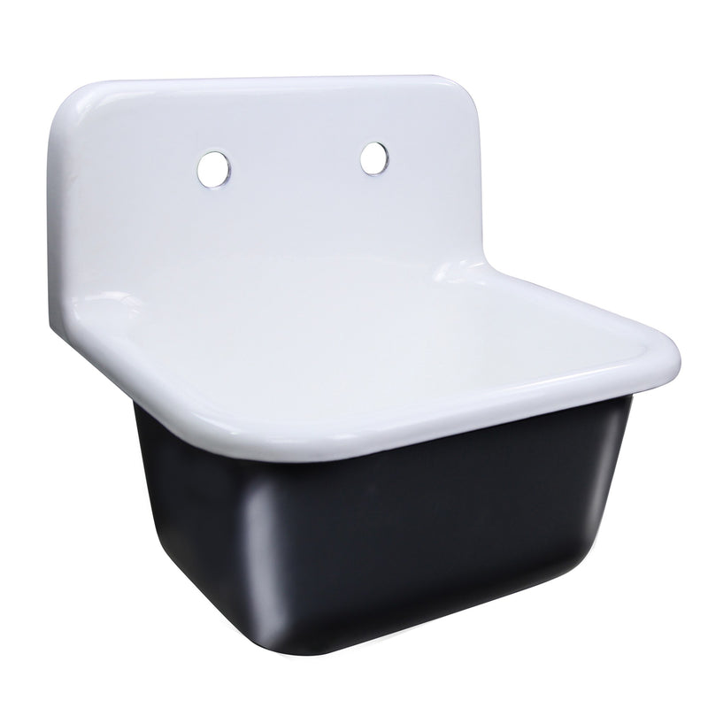 Nantucket Sinks 22-inch Cast Iron Wallmount Sink Set with Finished Exterior and Grid Drain CI-2218-FBSET - view 5