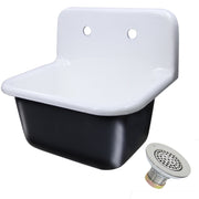 Nantucket Sinks 22-inch Cast Iron Wallmount Sink Set with Finished Exterior and Grid Drain CI-2218-FBSET