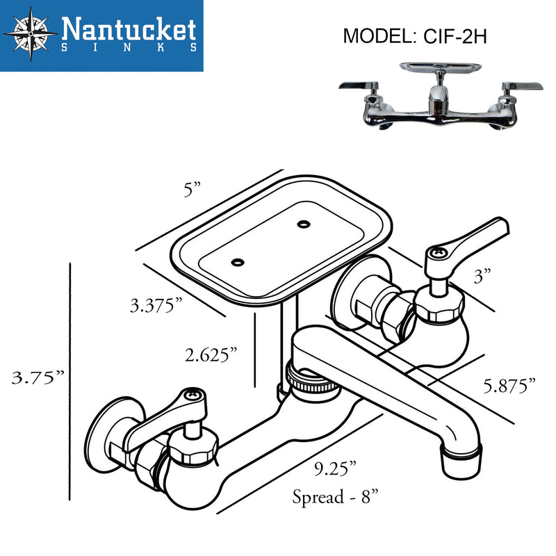 Nantucket Sinks CIF-2H Wall Mount Faucet with Soap Dish - view 5