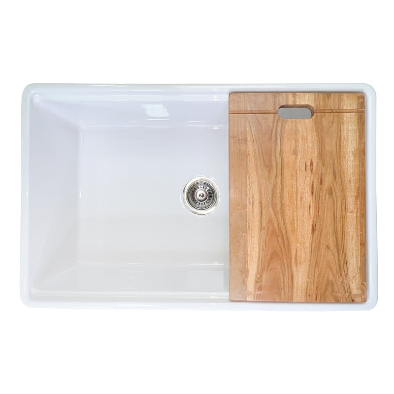 Nantucket Sinks 30-inch Single Bowl Workstation Fireclay Sink with Cutting board Dennis30SG - view 3