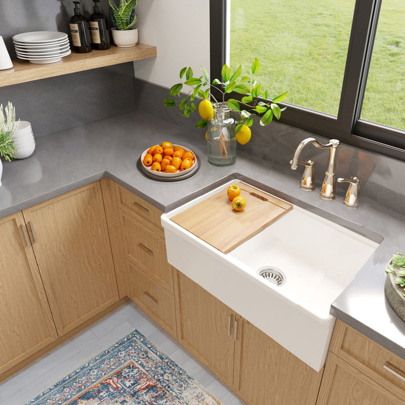 Nantucket Sinks 30-inch Single Bowl Workstation Fireclay Sink with Cutting board Dennis30SG - view 5