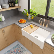 Nantucket Sinks 30-inch Single Bowl Workstation Fireclay Sink with Cutting board Dennis30SG - view 6