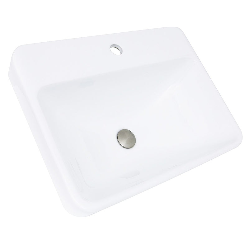 Nantucket Sinks 23 Inch 1-hole Rectangular Drop-In Ceramic Vanity Sink DI-2317-R1 - view 2