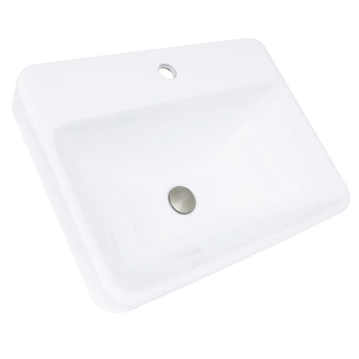 Nantucket Sinks 23 Inch 1-hole Rectangular Drop-In Ceramic Vanity Sink DI-2317-R1 - view 2