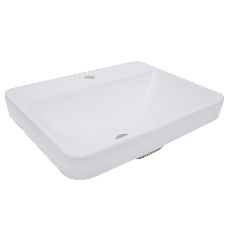 Nantucket Sinks 23 Inch 1-hole Rectangular Drop-In Ceramic Vanity Sink DI-2317-R1 - view 6