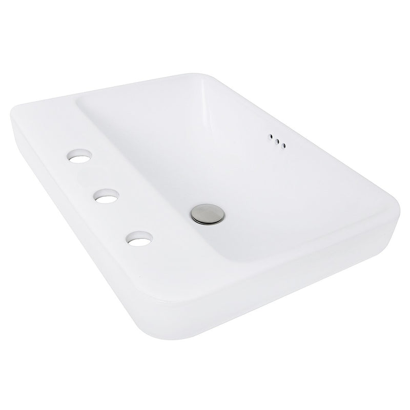 Nantucket Sinks 23 Inch 3-hole Rectangular Drop-In Ceramic Vanity Sink DI-2317-R8 - view 2